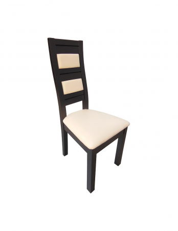 Scaune - Scaun de bucatarie Eusebio, lemn wenge, sezut si spatar tapitate piele ecologica, crem