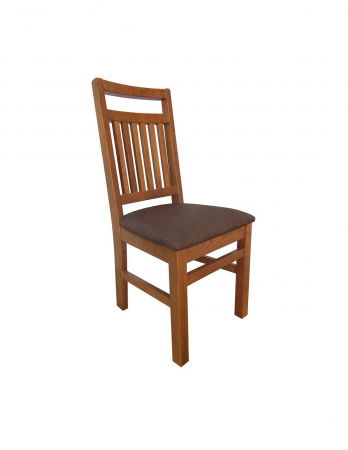 Scaune - Scaun de bucatarie Paul din lemn masiv, finisaj nuc, cu sezut tapițat