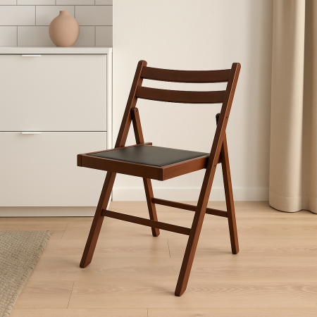 Scaune - Scaun pliant din lemn de nuc cu sezut tapitat