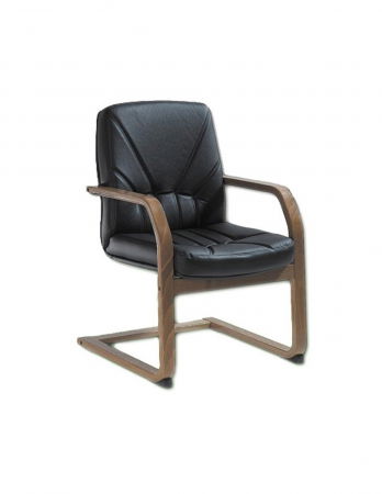 Scaune - Scaun vizitator 5950 S negru cu brațe și picioare din lemn