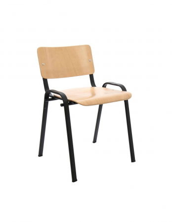 Scaune - Scaun vizitator Elev cu cadru metalic negru si sezut/spatar din lemn de fag