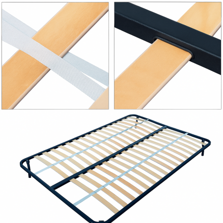 Dormitor - Somiera pat 160x200 cm cu lamele din fag și cadru metalic
