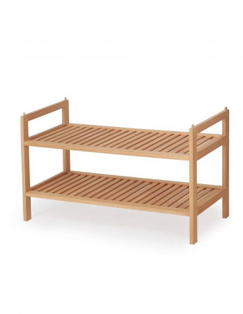Hol - Suport pantofi HM ST9 din lemn natur cu doua niveluri