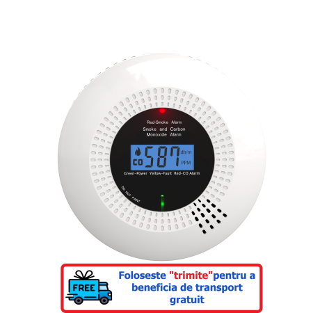 Senzori smart - Detector fum și CO Wi-Fi Tuya Smart – Siguranță inteligentă