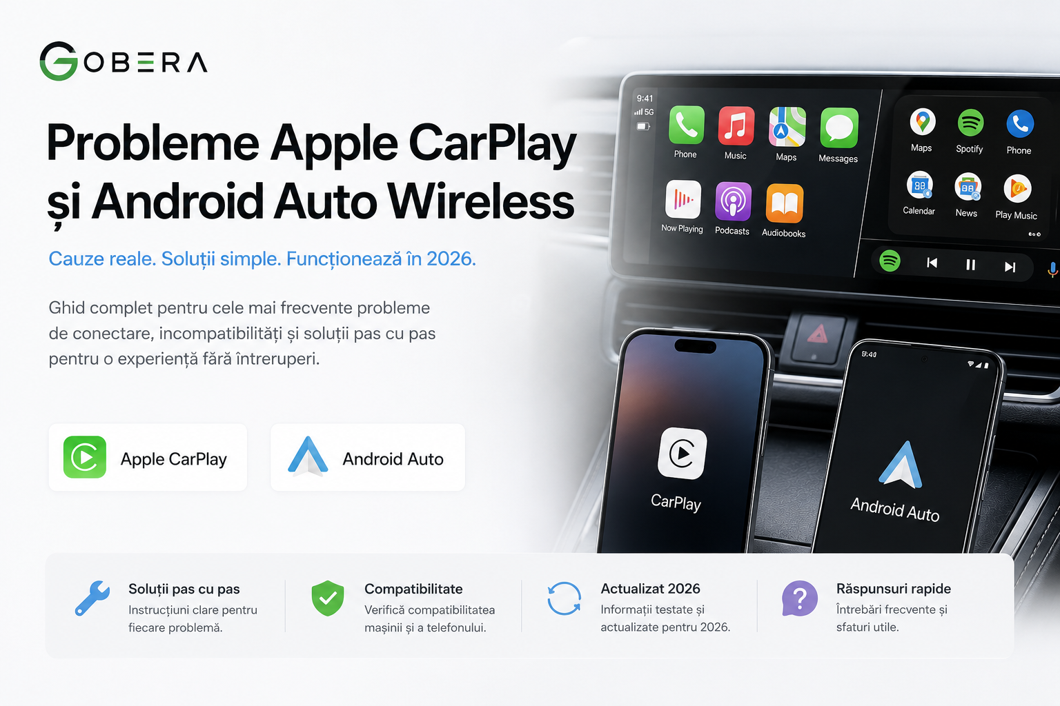 Conexiune stabilă CarPlay și Android Auto Wireless