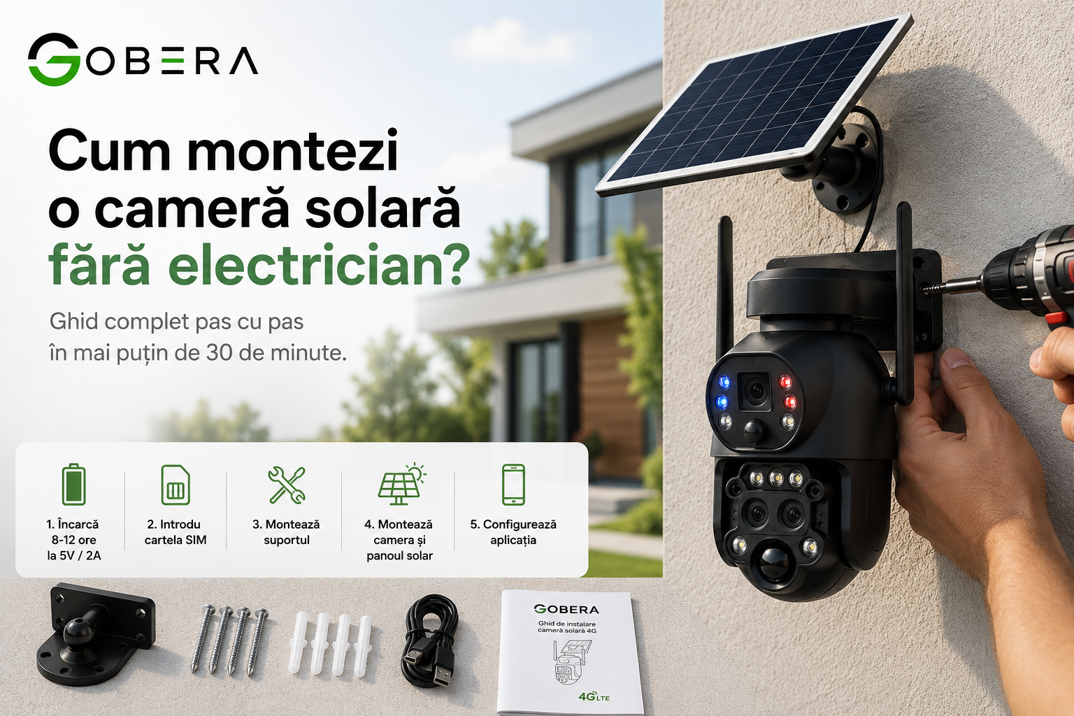 Cum montezi o cameră solară fără electrician? Ghid complet 2026 | goBERA®