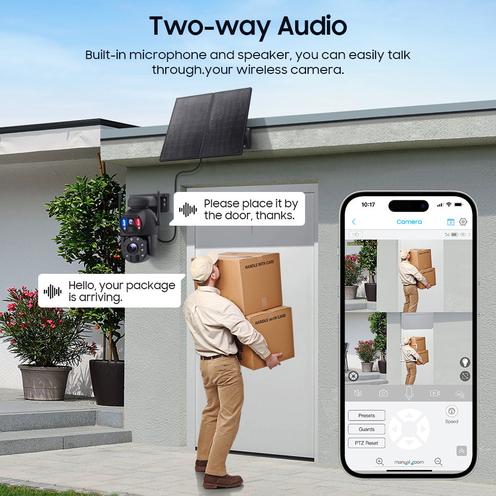 Camera Supraveghere Solara 4G 24/7 goBERA®, Dual Lens 3MP+3MP, Zoom Optic 20X, Panou Solar 20W, Baterie 20000mAh, Detectie Umana PIR, Audio Bidirectional, IP66 [11]
