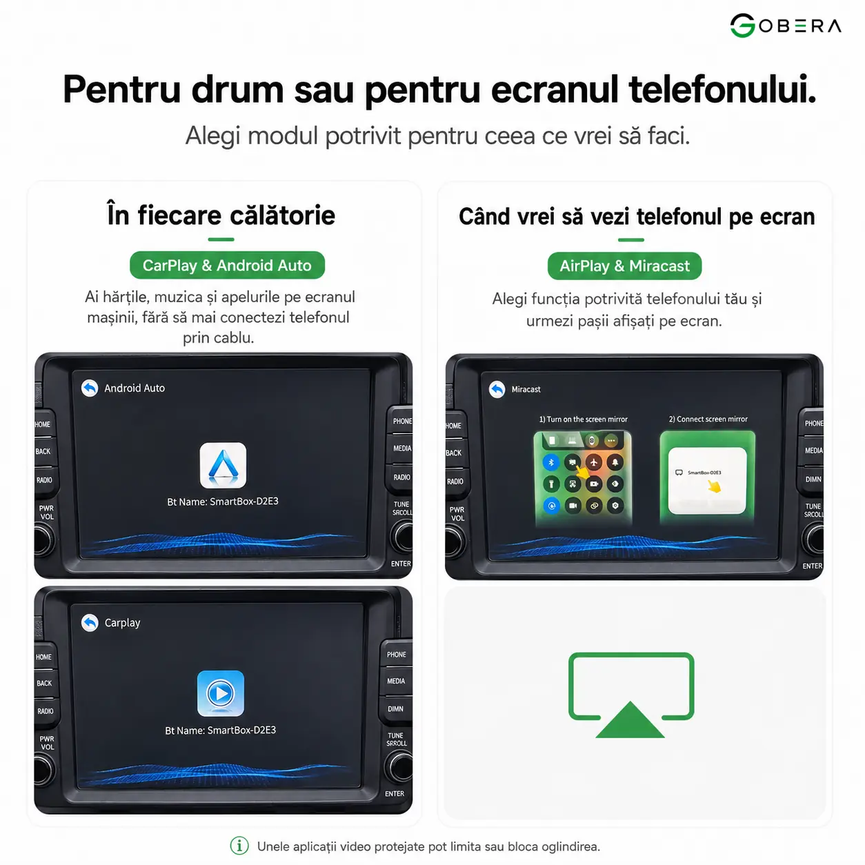Adaptor wireless 4 în 1 goBERA - CarPlay, Android Auto, AirPlay, Miracast [8]