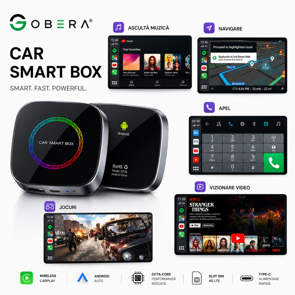 AI Box Android 13 goBERA® cu Wireless CarPlay și Android Auto [12]