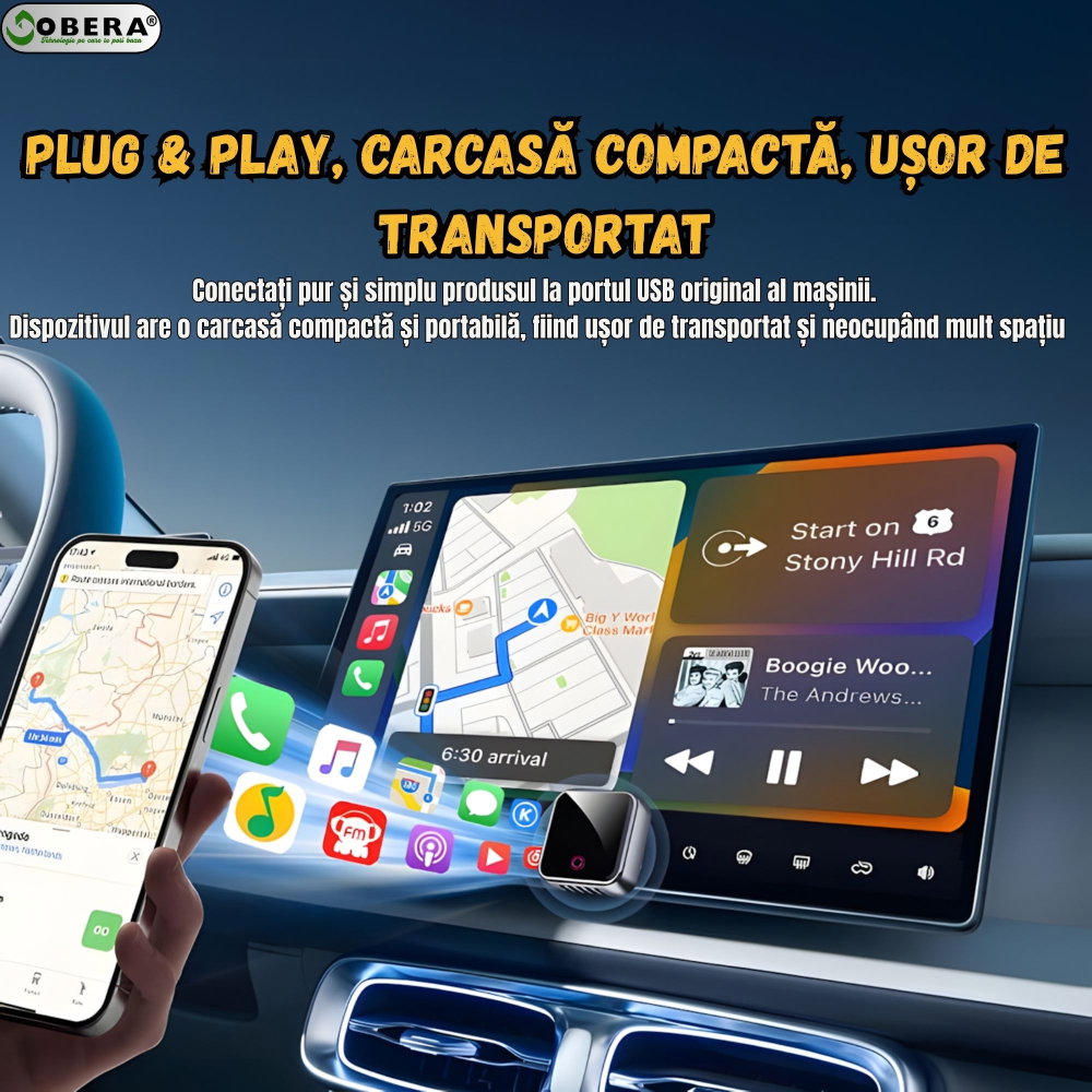 Adaptor Mini Wireless CarPlay și Android Auto goBERA® [8]