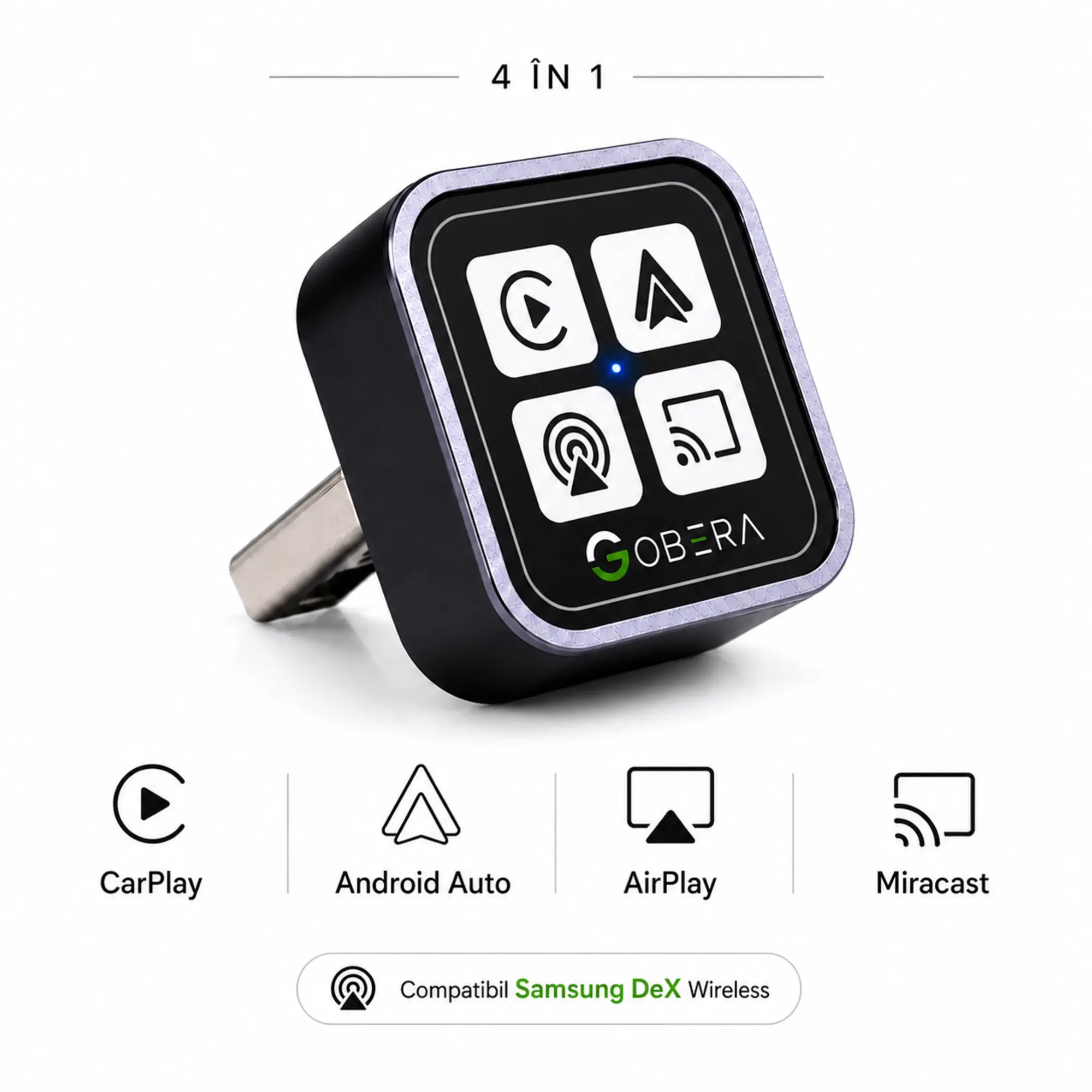 Adaptor wireless 4 în 1 goBERA - CarPlay, Android Auto, AirPlay, Miracast [1]