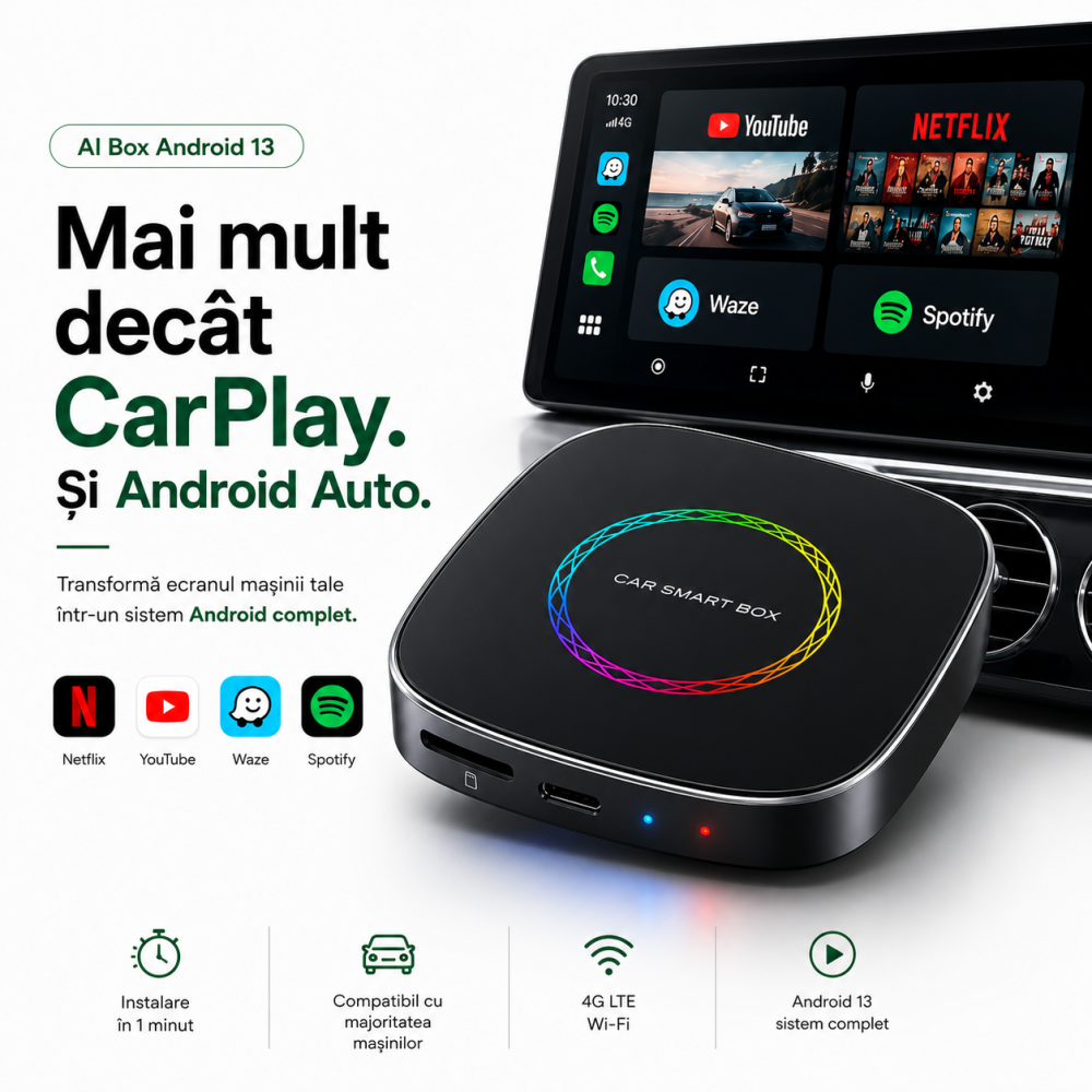 AI Box Android 13 goBERA® cu Wireless CarPlay și Android Auto [5]