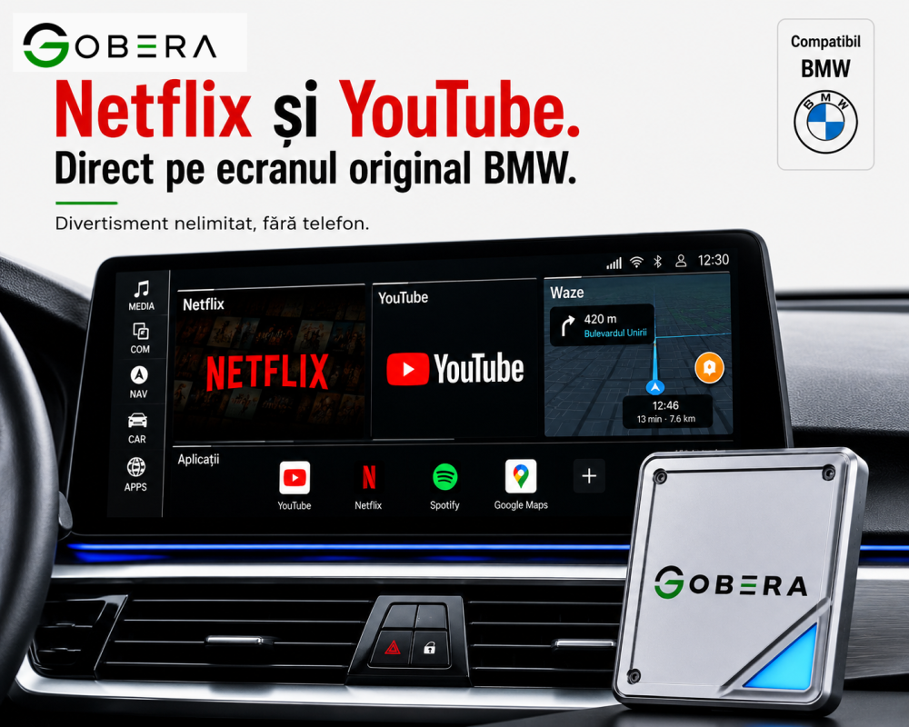 AI Box BMW goBERA® – Android 13 cu Netflix, YouTube, Waze și Google Maps pe ecranul original BMW, Snapdragon QCM6125, 8GB RAM, 128GB [3]