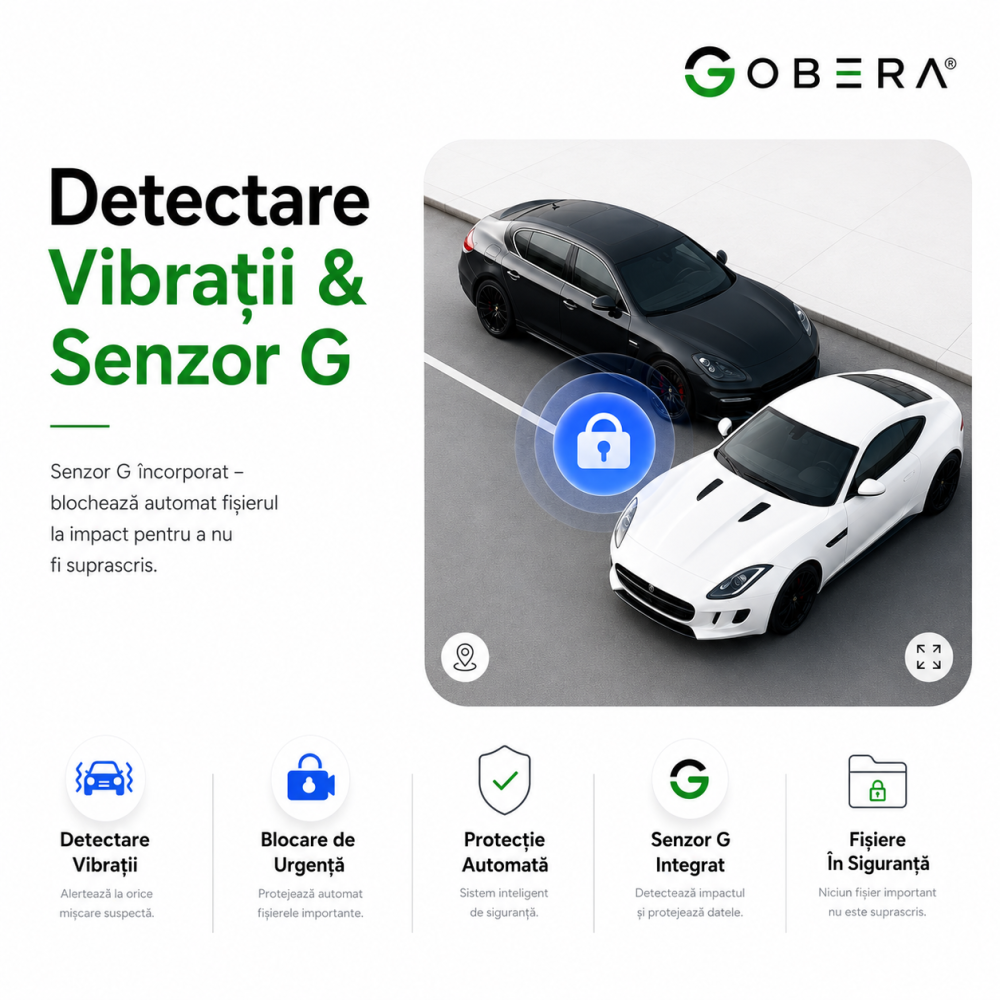 Cameră Auto Duală Față + Spate goBERA®, 3MP, Night Vision, Mod Parcare 24/7, G-Sensor, Acces din Telefon, MicroSD & Cloud [9]
