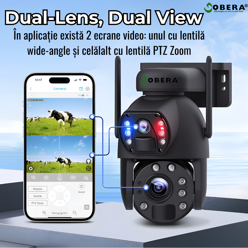 Camera Supraveghere Solara 4G 24/7 goBERA®, Dual Lens 3MP+3MP, Zoom Optic 20X, Panou Solar 20W, Baterie 20000mAh, Detectie Umana PIR, Audio Bidirectional, IP66 [3]