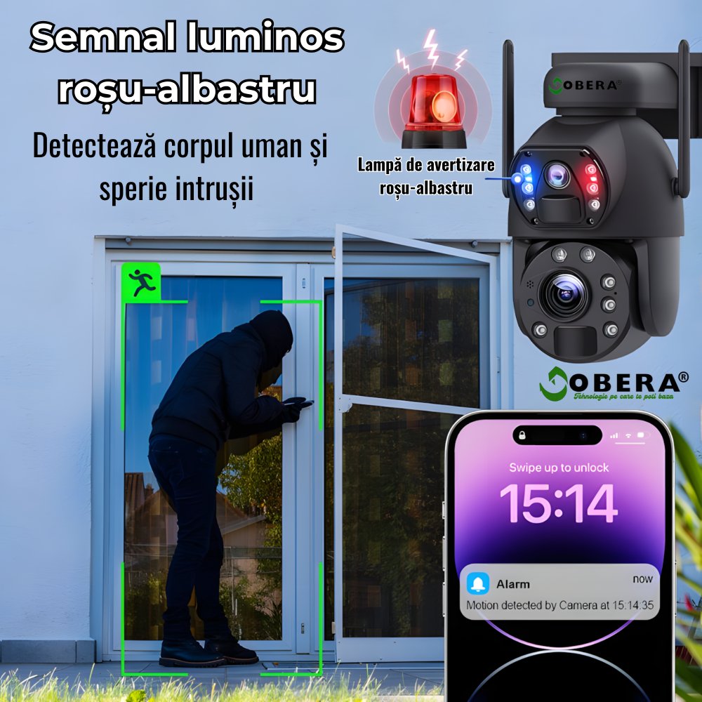 Camera Supraveghere Solara 4G 24/7 goBERA®, Dual Lens 3MP+3MP, Zoom Optic 20X, Panou Solar 20W, Baterie 20000mAh, Detectie Umana PIR, Audio Bidirectional, IP66 [6]