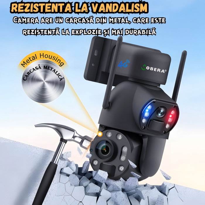 Camera de Supraveghere 24/7 goBERA®, 4G, Panou Solar 20W, Zoom Optic 36X, Baterie 20000mAh, PTZ Bullet 3MP+3MP, Detectare Umanoidă AI, Vedere Nocturnă 50m [2]