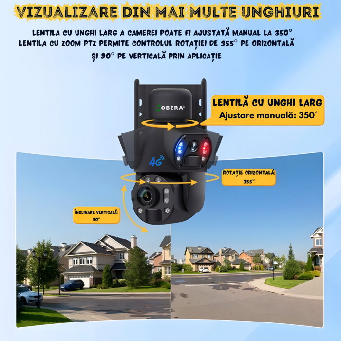 Camera de Supraveghere 24/7 goBERA®, 4G, Panou Solar 20W, Zoom Optic 36X, Baterie 20000mAh, PTZ Bullet 3MP+3MP, Detectare Umanoidă AI, Vedere Nocturnă 50m [3]