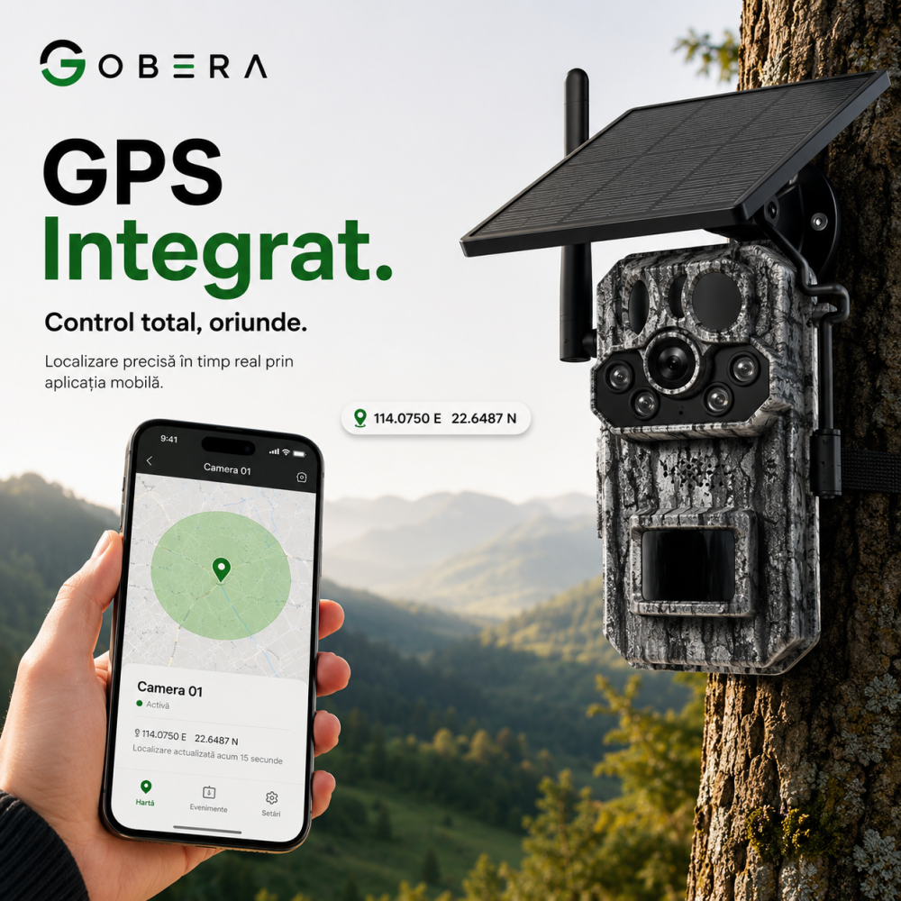 Camera de Vânătoare 4G Solară goBERA®, 3MP Super HD, GPS, Detectare PIR Triplă 25m, Panou Solar 6W, Baterie 7800mAh [3]