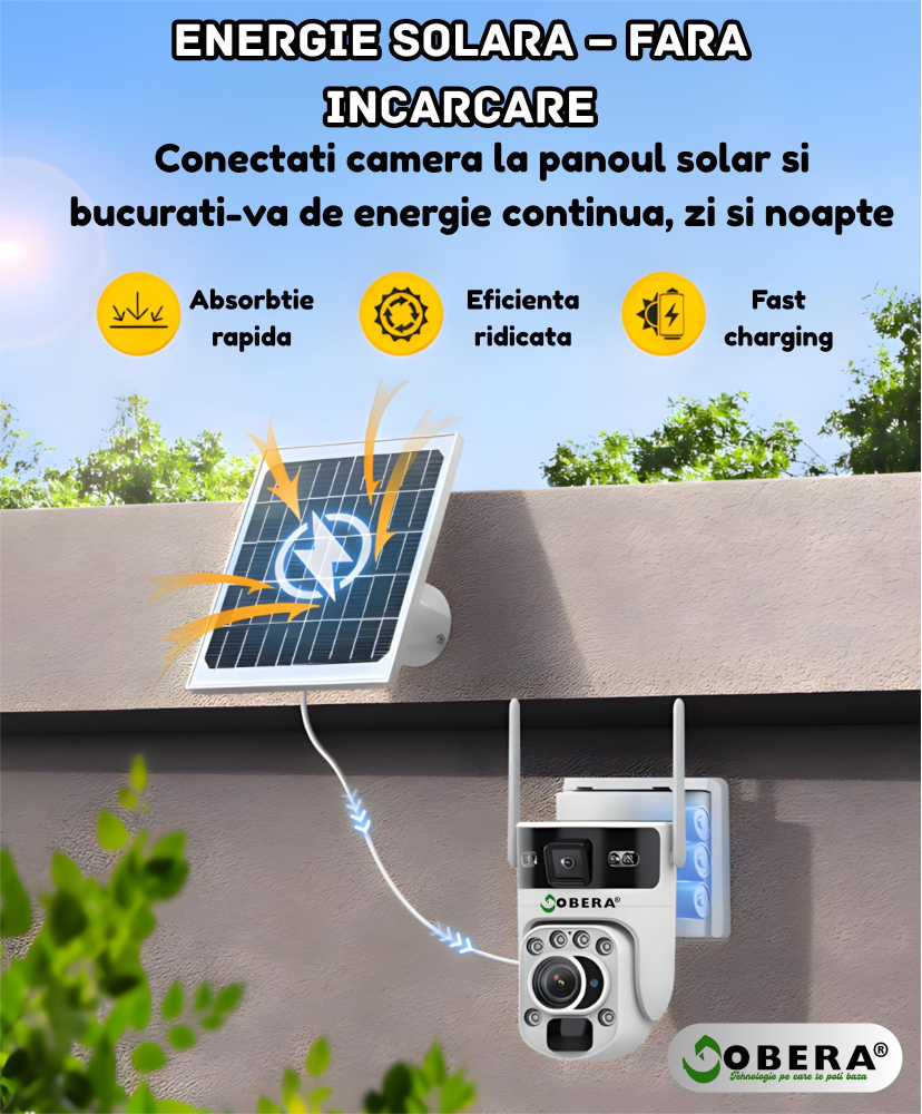 Camera de Supraveghere Solară 6MP goBERA®, 4G SIM, Zoom Optic 20X, Dual Lens, PTZ 355°/90°, Panou Solar 6W, Baterie 10500mAh, Viziune Nocturnă Color, Audio Bidirecțional, Tracking Uman, IP66 [5]