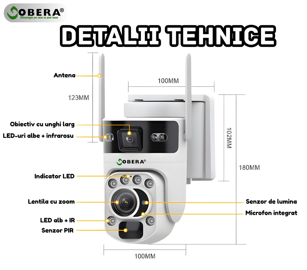 Camera de Supraveghere Solară 6MP goBERA®, 4G SIM, Zoom Optic 20X, Dual Lens, PTZ 355°/90°, Panou Solar 6W, Baterie 10500mAh, Viziune Nocturnă Color, Audio Bidirecțional, Tracking Uman, IP66 [7]