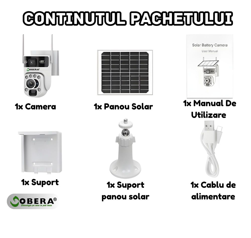Camera de Supraveghere Solară 6MP goBERA®, 4G SIM, Zoom Optic 20X, Dual Lens, PTZ 355°/90°, Panou Solar 6W, Baterie 10500mAh, Viziune Nocturnă Color, Audio Bidirecțional, Tracking Uman, IP66 [8]