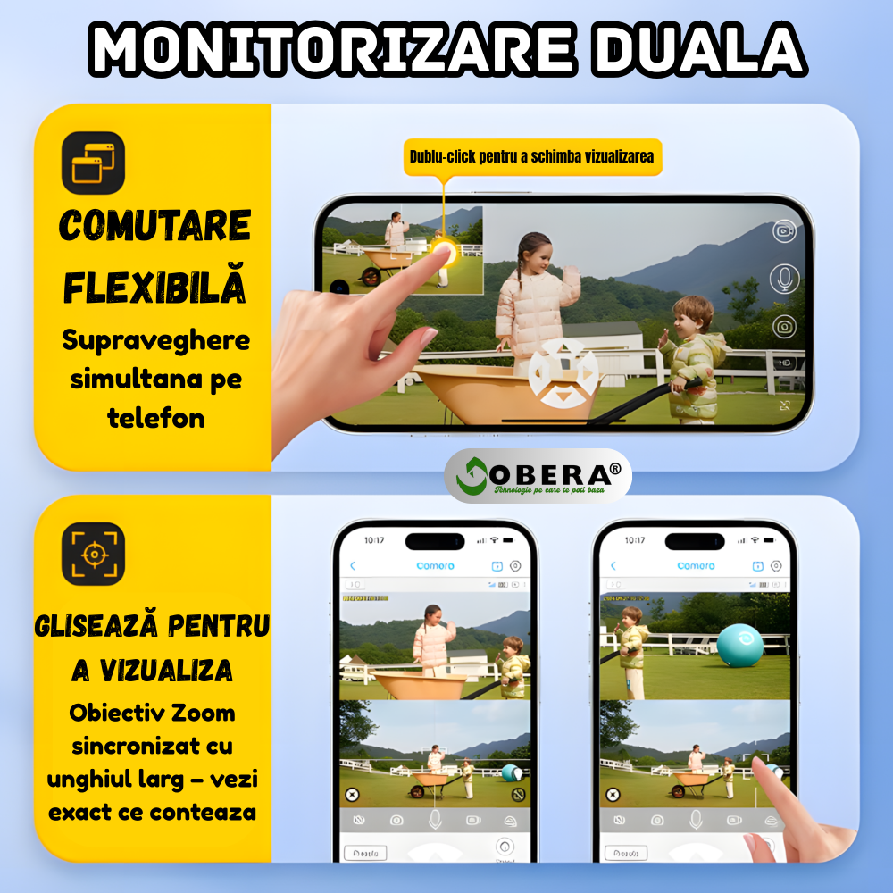 Camera de Supraveghere Solară 6MP goBERA®, 4G SIM, Zoom Optic 20X, Dual Lens, PTZ 355°/90°, Panou Solar 6W, Baterie 10500mAh, Viziune Nocturnă Color, Audio Bidirecțional, Tracking Uman, IP66 [4]