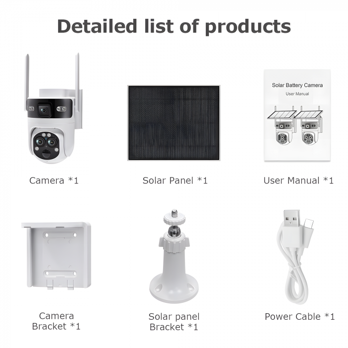 Camera de Supraveghere Solara cu 3 Lentile goBERA®️, Zoom Hibrid 15X, 4G, Panou Solar 5W, Baterie 7800mAh, IR + LED, Viziune Nocturna Color, PTZ 350°/90°, Detectare Umana si Tracking AI [11]