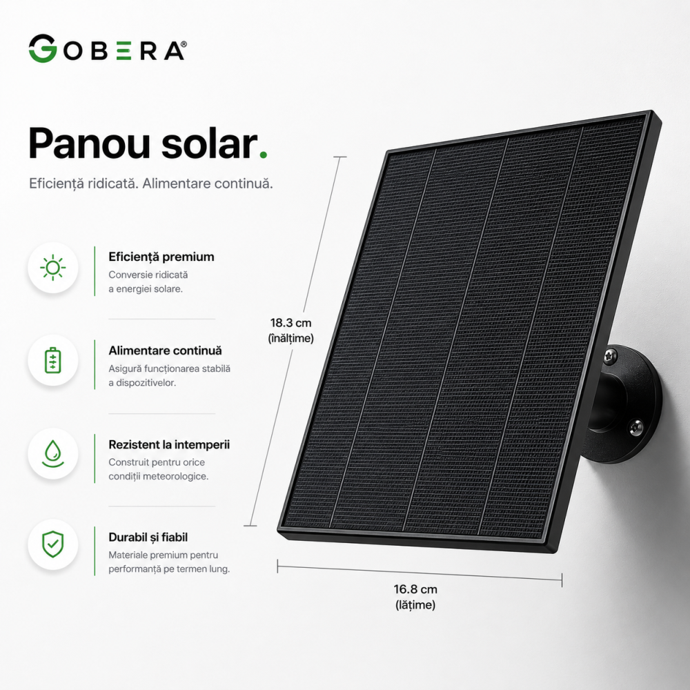 Cameră Supraveghere Solară 4G goBERA®, Compactă, PIR + Human Detection, Night Vision Color, Audio Bidirecțional, SIM, Baterie 5200mAh, IP66 [13]