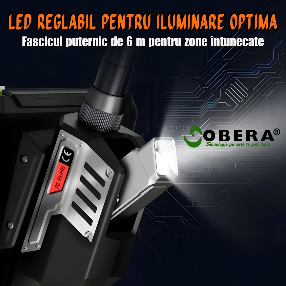 Endoscop Industrial Profesional goBERA® Dual Lens, Ecran IPS HD 5”, Cameră 1920P, 8+1 LED Reglabile, Baterie 4400mAh, Sondă IP67, Card SD 32GB, Auto, HVAC, Țevi [8]