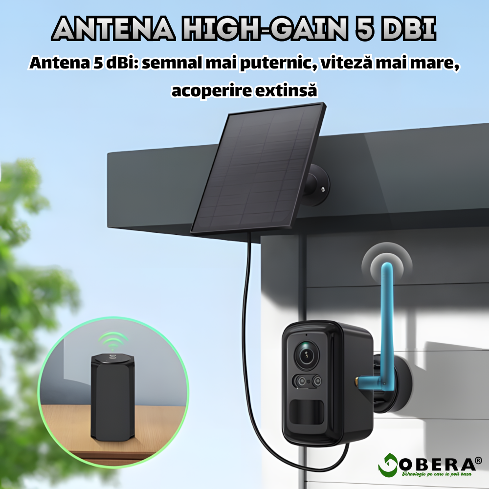 Sistem Supraveghere Wireless goBERA® Smart Security, Home Hub Combo Kit cu Camere Solare 3MP, Hub Central, Acoperire 600m, Detectare PIR, Night Vision, Interfon, Stocare TF/Cloud, IP66 [4]
