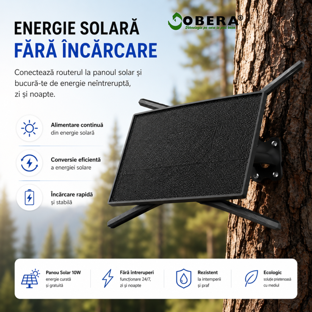 Router Portabil 4G LTE goBERA® cu Panou Solar 10W, Baterie 20100mAh, Wi-Fi 2.4GHz, Antene 5dBi, Slot Micro SIM, Conectare până la 10 dispozitive [6]