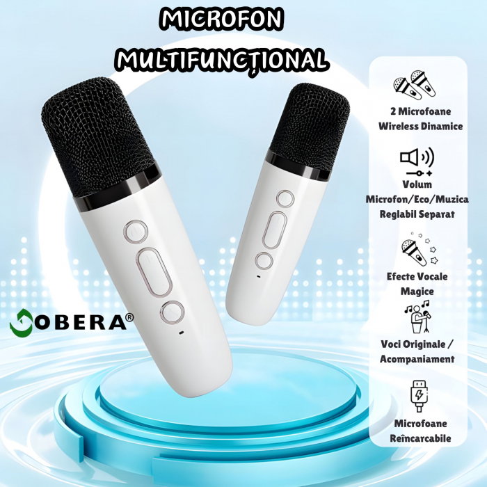 Set 2 Microfoane Karaoke Wireless pentru Copii și Adulți – Bluetooth 5.3, Lumini LED și Sunet Surround 3D [4]