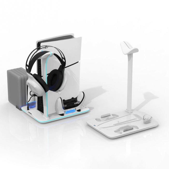 Suport Vertical PS5 Slim & PS5 Pro cu Răcire 3 Ventilatoare, Încărcare 2 Controlere și RGB [3]