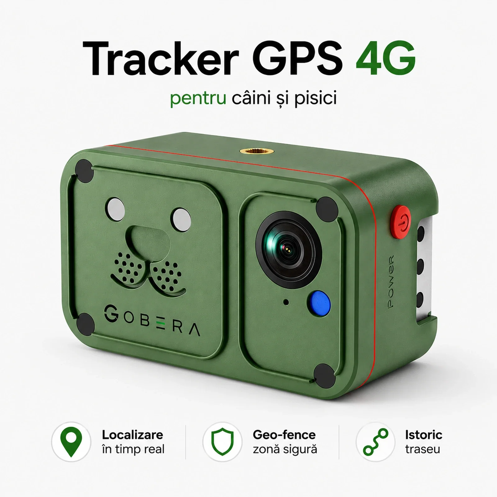Tracker GPS 4G cu Cameră goBERA® pentru Câini și Animale, Full HD, Localizare în Timp Real, Geo-Fence, Audio Bidirecțional, IP66, Nano SIM [1]