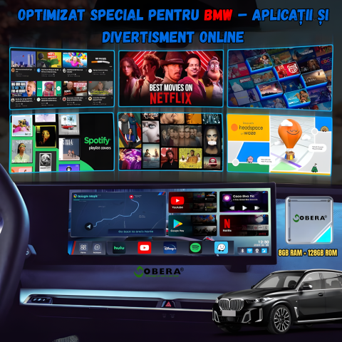 AI Box BMW goBERA® – Android 13 cu Netflix, YouTube, Waze și Google Maps pe ecranul original BMW, Snapdragon QCM6125, 8GB RAM, 128GB [5]
