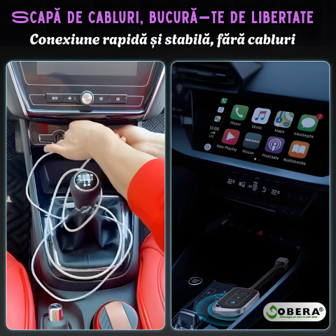 Adaptor Wireless 2-în-1 goBERA® – CarPlay & Android Auto, Wi-Fi 5 GHz, Plug & Play, USB-A/USB-C [7]