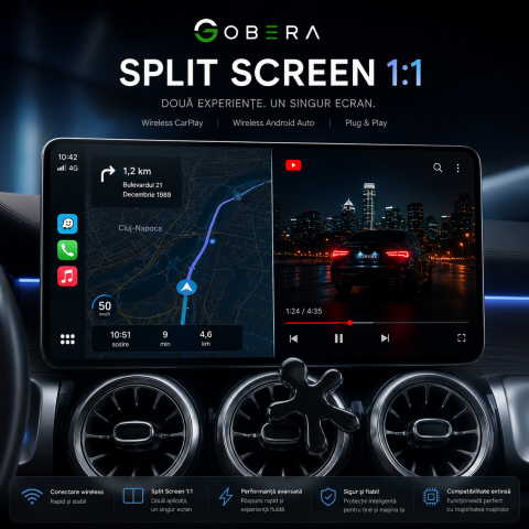 AI Box goBERA conectat la sistemul multimedia al mașinii