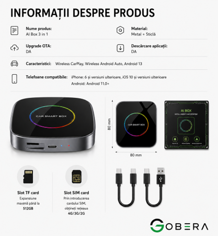 AI Box Android 13 goBERA® cu Wireless CarPlay și Android Auto [14]