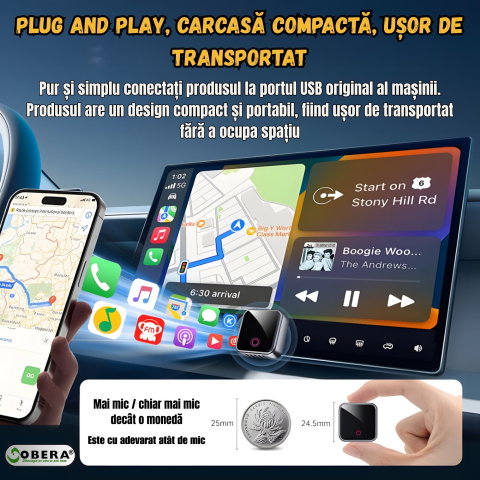 Adaptor Mini Wireless CarPlay și Android Auto goBERA® [6]