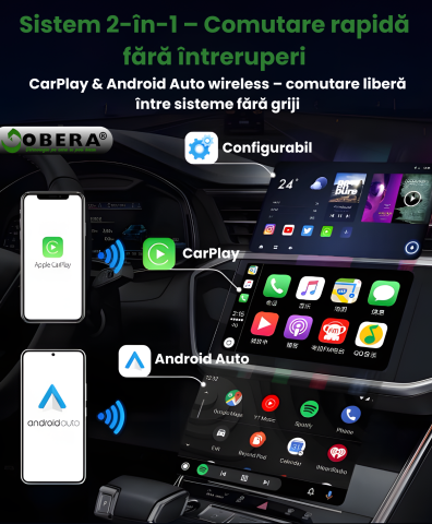 Smart Car Monitor goBERA® – Wireless CarPlay & Android Auto cu Monitorizare Live pentru Copii, Animale și Pasageri [2]