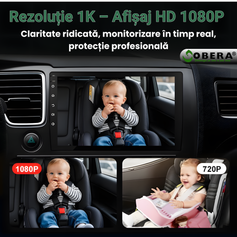 Smart Car Monitor goBERA® – Wireless CarPlay & Android Auto cu Monitorizare Live pentru Copii, Animale și Pasageri [4]
