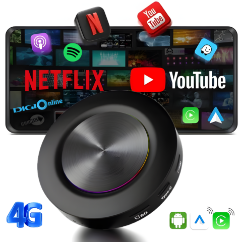 AI Box Android 15 goBERA® Q7 Wireless Edition, Qualcomm SM6350, 8GB RAM + 128GB, SIM 4G, Wireless CarPlay & Android Auto, YouTube, Netflix, Play Store, Split Screen [10]