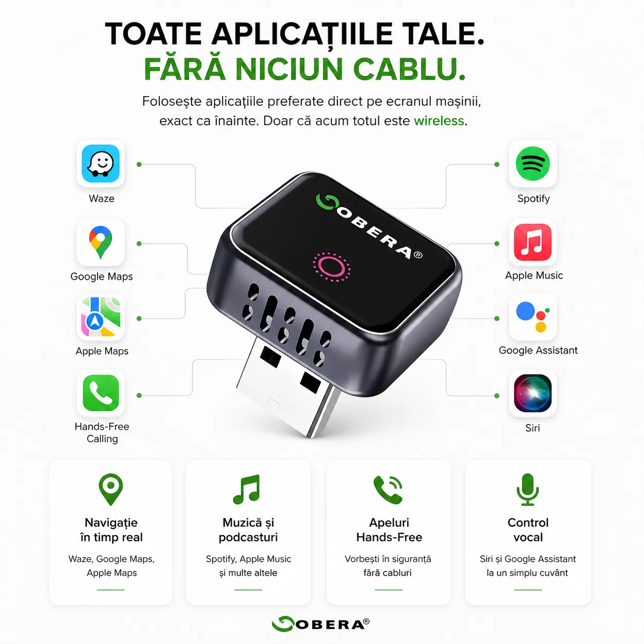 Adaptor Mini Wireless CarPlay și Android Auto goBERA® [9]