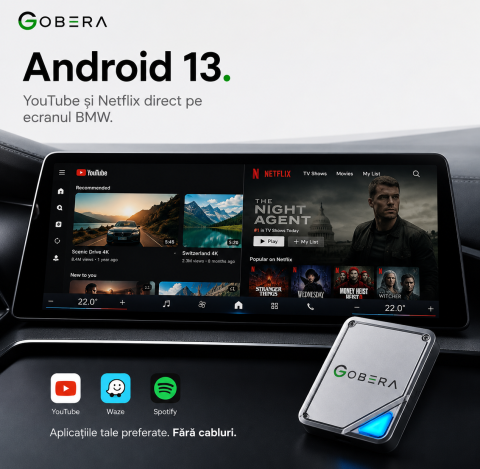 AI Box BMW goBERA® – Android 13 cu Netflix, YouTube, Waze și Google Maps pe ecranul original BMW, Snapdragon QCM6125, 8GB RAM, 128GB [8]