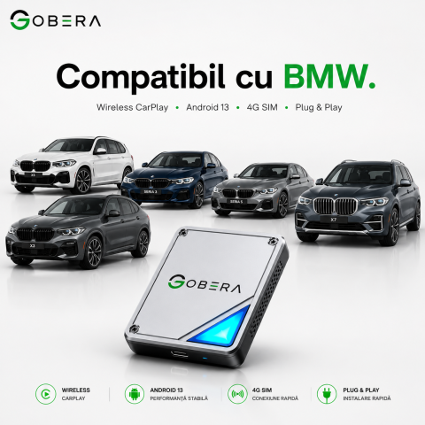 AI Box BMW goBERA® – Android 13 cu Netflix, YouTube, Waze și Google Maps pe ecranul original BMW, Snapdragon QCM6125, 8GB RAM, 128GB [9]
