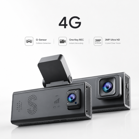 Cameră Auto Duală Față + Spate goBERA®, 3MP, Night Vision, Mod Parcare 24/7, G-Sensor, Acces din Telefon, MicroSD & Cloud