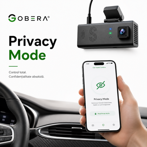 Cameră Auto Duală Față + Spate goBERA®, 3MP, Night Vision, Mod Parcare 24/7, G-Sensor, Acces din Telefon, MicroSD & Cloud [10]