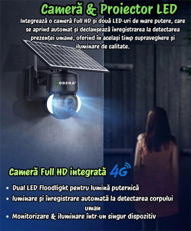 Camera de supraveghere solara 4G goBERA®, 4MP, acumulator 12.000 mAh, panou solar 5W, PIR 120°, PTZ, vedere nocturna color, audio bidirectional [5]