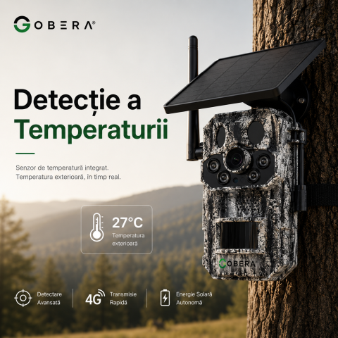 Camera de Vânătoare 4G Solară goBERA®, 3MP Super HD, GPS, Detectare PIR Triplă 25m, Panou Solar 6W, Baterie 7800mAh [4]